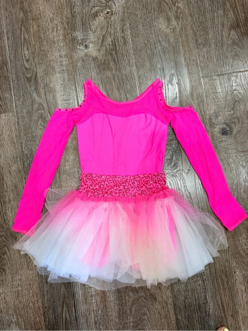 Weissman Hot Pink and White Tulle Dance Costume